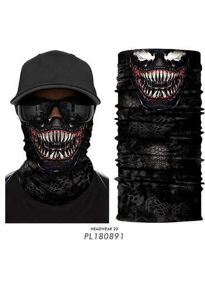 PL180891 Zehir Tarzı 3D Venom Bandana Mask Buff Army Military Neck Gaiter Plaid Braga Cuello Hombre Hunting Camping Scarf Quick Drying Winter Bicycle (Yurt Dışından)
