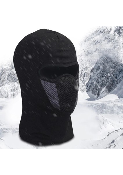 Siyah Stil Winter Warmer Outdoor Windproof Ski Hat Beanies Unisex Autumn Motorcycle Cycling Balaclava Full Face Mask Neck Scarf Cap Chapeau (Yurt Dışından) modelleri