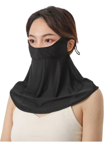 Siyah Stil Moda Yaz Güneş Koruyucu Bisiklet Maskesi Eşarp Buz Ipek Tam Yüz Kulakları ile Nefes Kapakları Bandana Dekorasyon Aksesuarları Kadınlar (Yurt Dışından)
