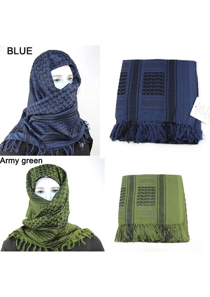 Siyah Stil Tek Boyut Pamuk Arap Keffiyeh Shemagh Eşarp Şal Askeri Taktik Atkılar Çöl Kalınlaşmış Başörtüsü Kare Rüzgar Geçirmez Bandanalar (Yurt Dışından)