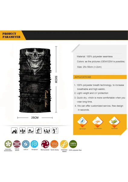 HR041110 Stili Kafatası Dikişsiz Bandana Eşarp Braga Cuello Punisher Yüz Maskesi Açık Havada Askeri Ordu Balaclava Bufanda Hombre Bisiklet Kadın Erkek (Yurt Dışından) indirimleri