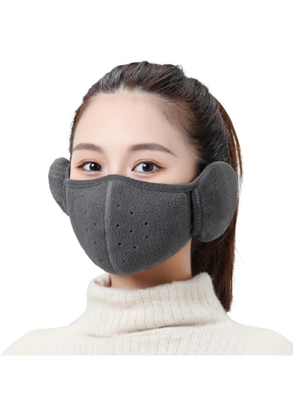 Dark Gray New Style Fashion Winter Half Face Mask Thermal Fleece Ear Mouth Cover Neck Warmer Windproof Cycling Snowboard Ski Hiking Sport Scarf (Yurt Dışından)