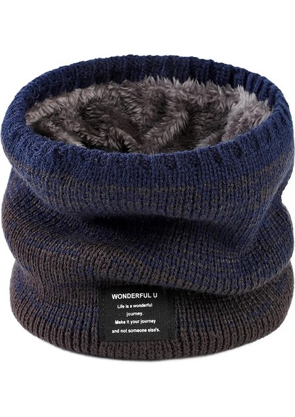 Lacivert Tarzı Kış Eşarp Erkekler Için Polar Yüzük Bandana Örme Sıcak Katı Eşarp Kadın Boyun Isıtıcı Kalın Kaşmir Sıcak Mendil Kayak Maskesi (Yurt Dışından)