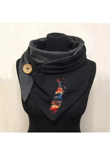 F Stili Evrensel Sonbahar Kış Sıcak Rüzgar Geçirmez Kedi Baskılar Çift Katmanlı Toka Eşarp Yeni Tasarımcı Kadın Modası Bufanda (Yurt Dışından)