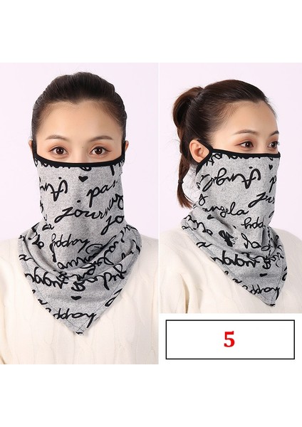 No.5 Tarzı Pamuklu Kadın Maskesi Eşarp Yüz Mascarillas Sarar Çiçek Baskı Bayan Sıcak Boyun Atkıları Fular Bandana Yeniden Kullanılabilir Açık Sürme Maskeleri (Yurt Dışından)