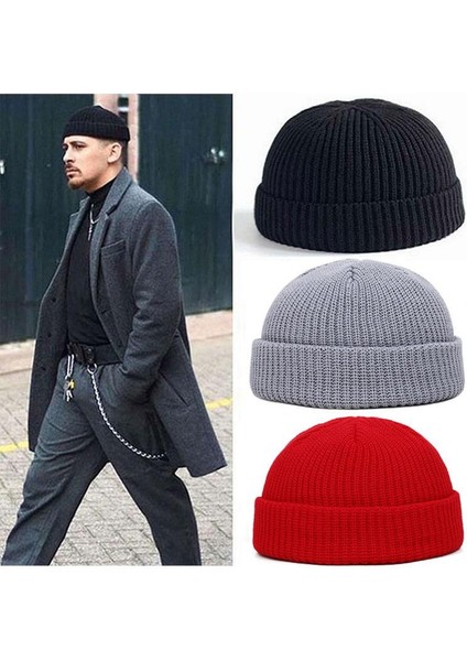 Siyah Stil Örme Şapkalar Kadınlar Için Skullcap Erkekler Bere Şapka Kış Retro Brimless Baggy Kavun Kap Manşet Docker Balıkçı Kasketleri Erkekler Için Şapkalar (Yurt Dışından) fiyatları