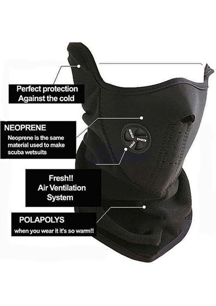 Mavi Stil Windproof Bike Bicycle Cycling Mask Ski Snowboard Outdoor Masks Dust Neoprene Neck Warm Half Face Mask Winter Sport Mask (Yurt Dışından)