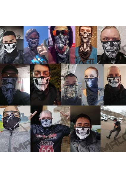 No.15 Tarzı Men Summer Skull Bandana Hanging Ear Triangle Face Mask Cycling Hunting Hike Fishing Ski Sports Outdoor Neck Warmer Scarf Women (Yurt Dışından) indirimleri