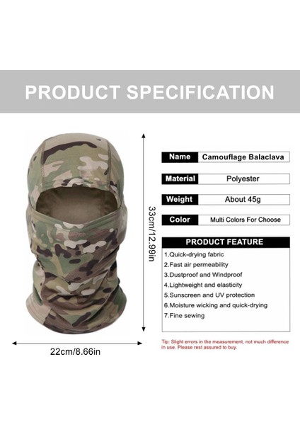 07 Python Çölü Stili Taktik Balaclava Motosiklet Tam Yüz Eşarp Adam Askeri Avcılık Balıkçılık Kamp Bisiklete Binme Kask Astar Kap Multicam Kamuflaj (Yurt Dışından)