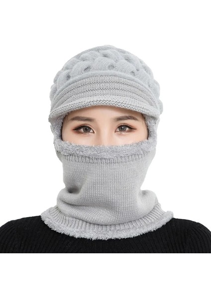 No.9 Tarzı Mercan Polar Kış Şapka Kasketleri Kadın Eşarp Kadınlar Için Sıcak Nefes Yün Örme Şapka Çift Katmanlar Koruma Kapakları (Yurt Dışından)