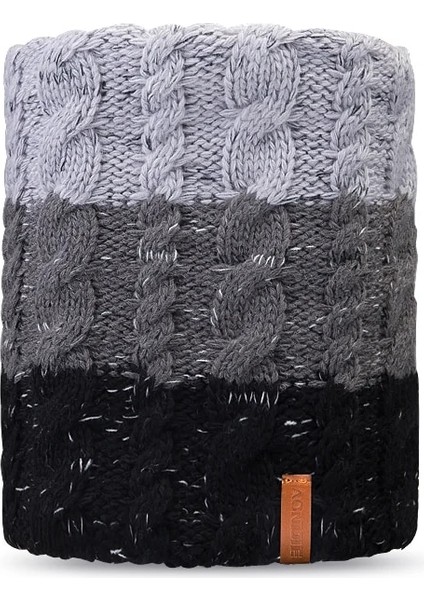 Gri Eşarp Stili Çocuklar Aonjıe M28 Yetişkin Çocuk Çocuk Kalın Kablo Kış Polar Astarlı Örme Şapka Kelepçeli Bere Kafatası Kap Daire Döngü Eşarp Kayak Için (Yurt Dışından)