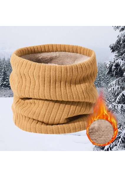 B18 Stili Erkek ve Kadın Kış Yün Yüzük Eşarp Yün Sıcak ve Rüzgar Geçirmez Düz Renk Ön Eşarp Boyun Tayt Eşarp Kayak Kalınlaşmış Eşarp (Yurt Dışından)