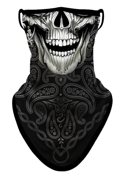 SA210022 Stili 3D Paisley Kafatası Yüz Maskesi Bandana Nefes Alabilir Sporlar Anonim Bandanalar Korkunç Maske Kayak Üçgen Eşarp Yürüyüş Koşu Boyun Körüğü (Yurt Dışından)