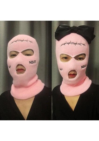 Pembe Tarzı Balaclava Kayak Maskesi Güzel Değil Nakış Ordu Taktik Maske 3 Delik Tam Yüz Maskeleri Cs Rüzgar Geçirmez Örgü Bere Şapka Yürüyüş Eşarp Sıcak (Yurt Dışından)