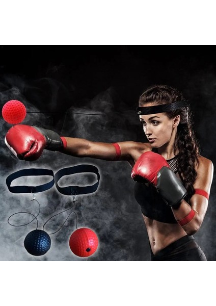 Siyah Stil Boxer Raising Reaction Force Hand Eye Boxing Reflex Speed Punch Ball Sanda Training Set Stress Boxing Muay Punching Ball (Yurt Dışından)