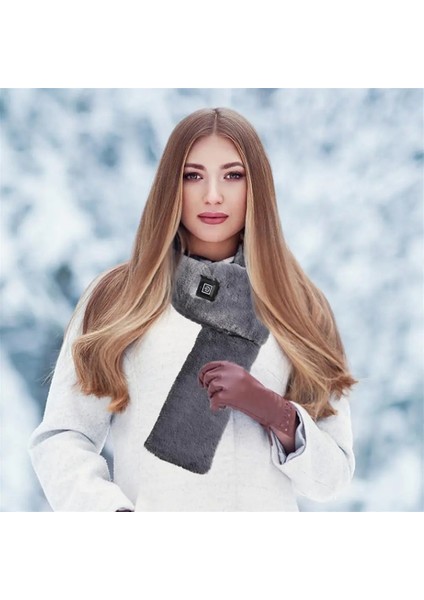 Koyu Haki Stili Elektrikli Kış Isıtıcı Isıtma Eşarp Faux Tavşan Kürk USB Şarj Sıcaklık Kontrolü Heaed Boyun Wrap Şal Eşarp Güç Bankası Yok (Yurt Dışından) indirimleri