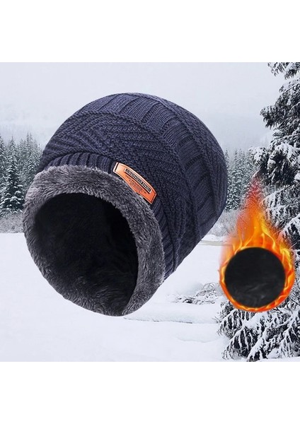 Cap-Navy Style Kışlık Şapkalar Erkek Şapka Örme Sıcak Balaclava Outdoor Bere Eşarp Seti (Yurt Dışından)