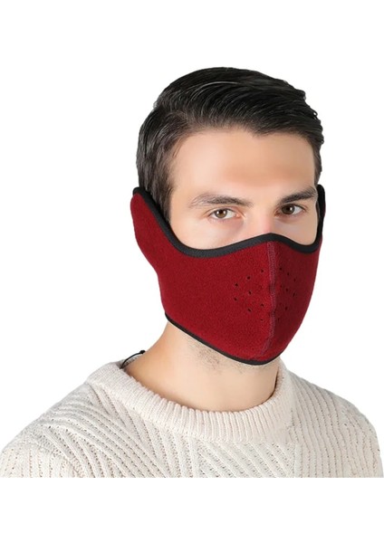 Şarap Kırmızısı Tarzı Fashion Winter Half Face Mask Thermal Fleece Ear Mouth Cover Neck Warmer Windproof Cycling Snowboard Ski Hiking Sport Scarf (Yurt Dışından)
