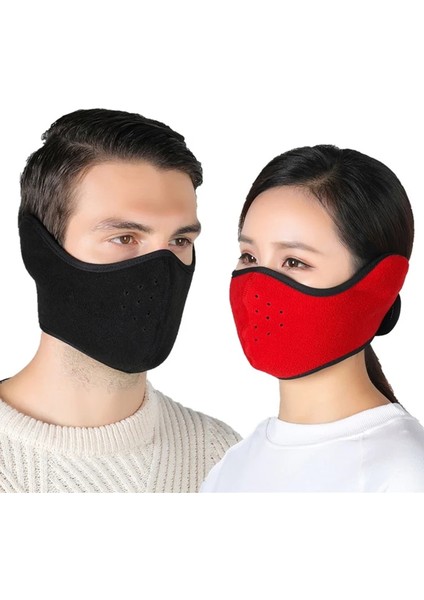 Şarap Kırmızısı Tarzı Fashion Winter Half Face Mask Thermal Fleece Ear Mouth Cover Neck Warmer Windproof Cycling Snowboard Ski Hiking Sport Scarf (Yurt Dışından) fiyatları