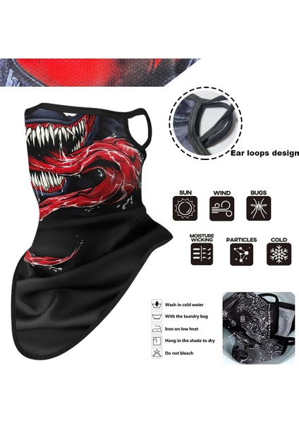 SA210045 Stili Yaz Venom Boyun Buff Eşarp Ordu Balaclava Motosiklet Yüz Kalkanı ile Kulak Askısı Nefes Alabilir Yüz Maskesi Rüzgar Geçirmez Bandana Punisher (Yurt Dışından) fırsatları