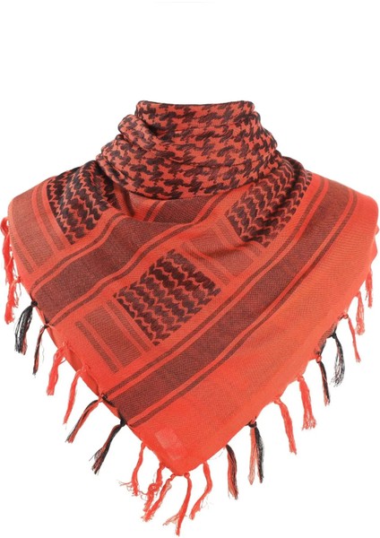 Turuncu Kırmızı Stil Tek Boyut Pamuk Arap Keffiyeh Shemagh Eşarp Şal Askeri Taktik Atkılar Çöl Kalınlaşmış Başörtüsü Kare Rüzgar Geçirmez Bandanalar (Yurt Dışından)