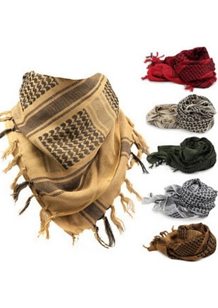 Turuncu Kırmızı Stil Tek Boyut Pamuk Arap Keffiyeh Shemagh Eşarp Şal Askeri Taktik Atkılar Çöl Kalınlaşmış Başörtüsü Kare Rüzgar Geçirmez Bandanalar (Yurt Dışından)