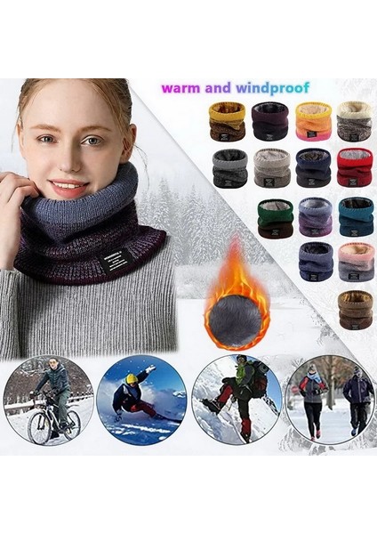 B9-Katı Stil Kış Eşarp Erkekler Için Polar Yüzük Bandana Örme Sıcak Katı Eşarp Kadın Boyun Isıtıcı Kalın Kaşmir Sıcak Mendil Kayak Maskesi (Yurt Dışından)