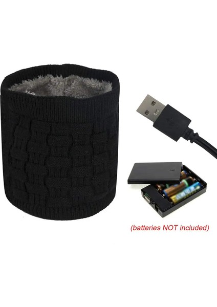 Siyah Pil Kutusu Stili USB Elektrikli Isıtma Boyun Wrap Örme Kış Oudoor Isıtmalı Boyun Eşarp Isıtıcı Yaka Boyun Isıtıcı Erkekler Kadınlar Isıtma Eşarp Tutmak (Yurt Dışından)
