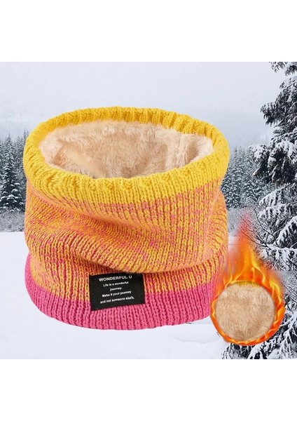 01 Pembe Sarı Stil Kış Eşarp Erkek Boyun Isıtıcı Eşarp Erkekler Için Polar Yüzük Bandana Örme Sıcak Katı Eşarp Kadınlar Kalın Kaşmir Maske Mendil (Yurt Dışından)
