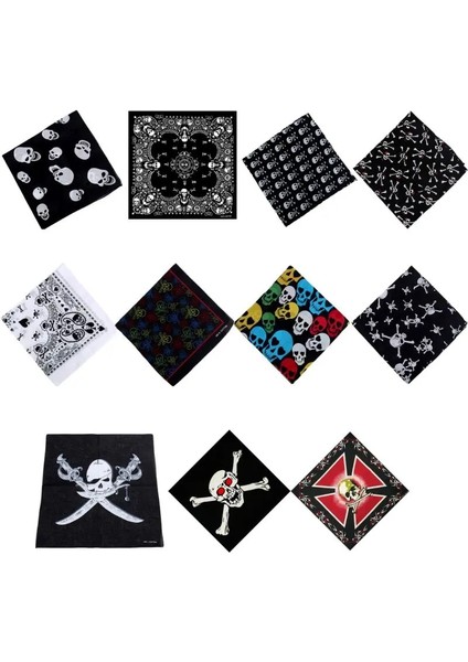 No.11 Stili cm Unisex Kafatası Tema Renkli Pamuklu Kumaş Kare Bandanalar Grarint Gotarf Spor Hip-Hop Bileklik Saç Sargısı (Yurt Dışından) fiyatları