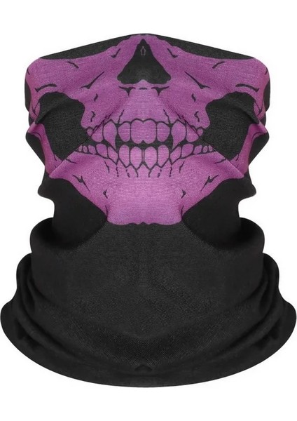 E723421A Stili Tek Boyut Skull Print Bandana Balaclava Full Face Mask Scarf Outdoor Fishing Hunting Hiking Cycling Neck Gaiter Face Cover Shield (Yurt Dışından)