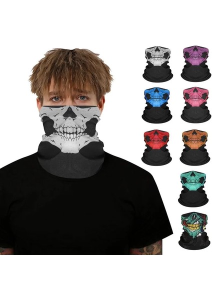 E723421A Stili Tek Boyut Skull Print Bandana Balaclava Full Face Mask Scarf Outdoor Fishing Hunting Hiking Cycling Neck Gaiter Face Cover Shield (Yurt Dışından) fiyatları