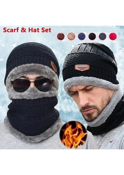 Cap-Black Style Tek Boyut Winter Beanie Hat For Men Fleece Scarf Women Knitted Hat Warm Cap Thick Wool Neck Warmer Scarf Balaclava Mask Skullies Beanies (Yurt Dışından) fiyatları