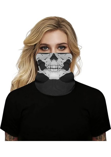 E723421A Stili Tek Boyut Skull Print Bandana Balaclava Full Face Mask Scarf Outdoor Fishing Hunting Hiking Cycling Neck Gaiter Face Cover Shield (Yurt Dışından) indirimleri