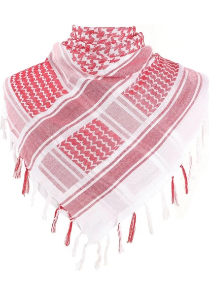 Kırmızı Beyaz Stil Tek Boyut Pamuk Arap Keffiyeh Shemagh Eşarp Şal Askeri Taktik Atkılar Çöl Kalınlaşmış Başörtüsü Kare Rüzgar Geçirmez Bandanalar (Yurt Dışından)