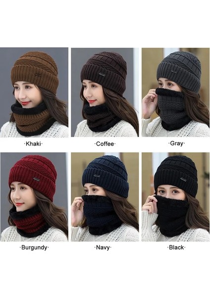 Şapka ve Eşarp B Stili BOYUT56-60CM Kadın Örme Şapka Eşarp Polar Kap Boyun Isıtıcı Kış Şapka Kadınlar Için Skullies Kasketleri Erkekler Için Sıcak Balaclava Yüz Maskesi (Yurt Dışından) modelleri