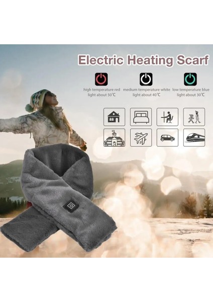 Gri Tarzı Imitation Rabbit Fur Winter Warm Heating Scarf USB Rechargeable Cervical Collar Anti-Leakage Design Can Be Washed Directly #hy (Yurt Dışından) fırsatları