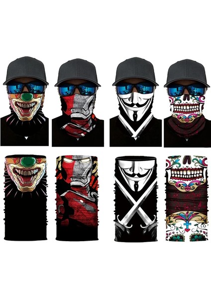 S256 Style Tek Boyut New 3D Skull Faces Scarf Outdoor Multi-Use Men Magic Changeable Neck Tube Snood Bandana Warmer Unisex Scarves (Yurt Dışından) modelleri