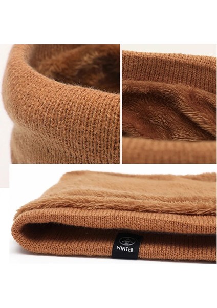 Sarı Stil Unisex Winter Men Women Warm Knitted Ring Scarves Thick Elastic Knit Mufflers Children Neck Warmer Plush Polyester Scarf (Yurt Dışından)