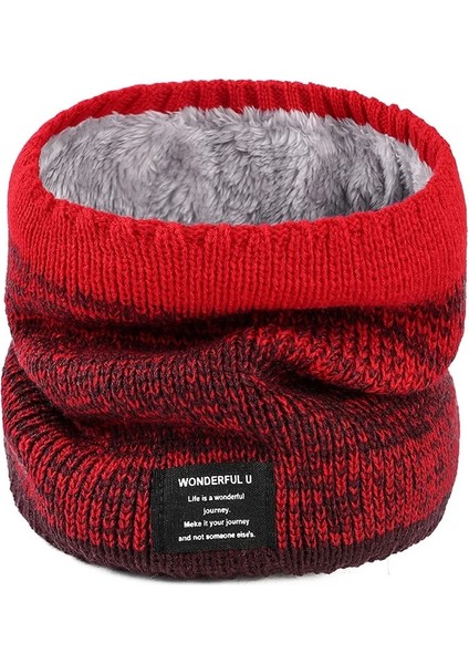 Kırmızı Stil Kış Eşarp Erkekler Için Polar Yüzük Bandana Örme Sıcak Katı Eşarp Kadın Boyun Isıtıcı Kalın Kaşmir Sıcak Mendil Kayak Maskesi (Yurt Dışından)