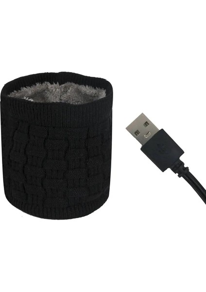 Siyah USB Isıtmalı Stil USB Elektrikli Isıtma Boyun Wrap Örme Kış Oudoor Isıtmalı Boyun Eşarp Isıtıcı Yaka Boyun Isıtıcı Erkekler Kadınlar Isıtma Eşarp Tutmak (Yurt Dışından)