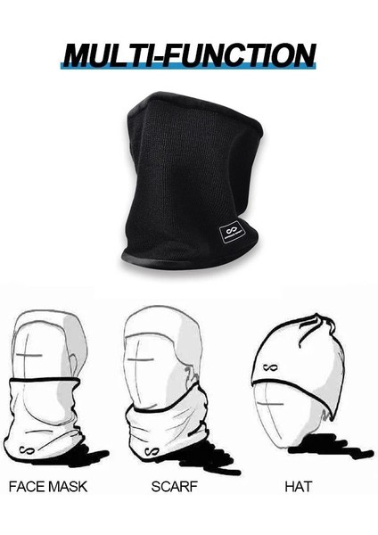 Siyah Stil 3in1 Unisex Bere Şapkalar Kayak Sporları Eşarp Termal Yün Karışımı Eşarp Boyun Isıtıcı Açık Yüz Maskesi Yürüyüş Bisiklete Binme Koşu Eşarpları (Yurt Dışından)