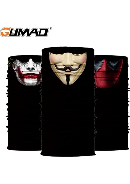 HR040712 Stili Yarım Maske Joker Baskılı Bandana Tüp Eşarp Boyun Isıtıcı Körüğü Yürüyüş Kayak Bisiklet Cadılar Bayramı Partisi Yüz Kapağı Erkekler Wome Yeni (Yurt Dışından) fiyatları