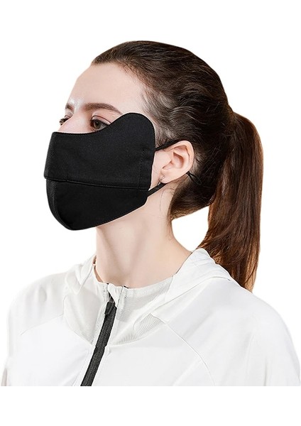 Siyah Stil Moda Yaz Güneş Koruyucu Bisiklet Maskesi Eşarp Buz Ipek Tam Yüz Kulakları ile Nefes Kapakları Bandana Dekorasyon Aksesuarları Kadınlar (Yurt Dışından)