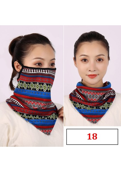 No.18 Tarzı Pamuklu Kadın Maskesi Eşarp Yüz Mascarillas Sarar Çiçek Baskı Bayan Sıcak Boyun Atkıları Fular Bandana Yeniden Kullanılabilir Açık Sürme Maskeleri (Yurt Dışından)