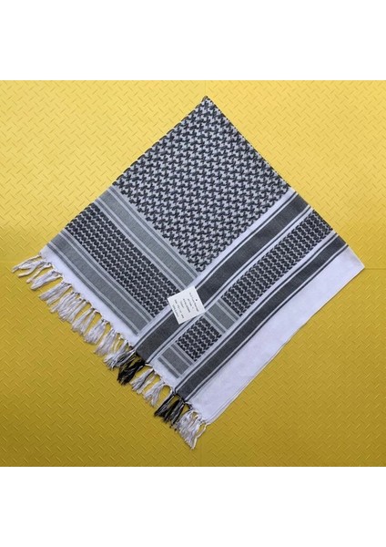 Beyaz Stil 110X110CM Kadın Eşarp Bandana, Filistin Fular Şal Yaka, Askeri Taktik Erkek Eşarp Keffiyeh Filistin Shemagh Boyunbağı Shemag (Yurt Dışından)