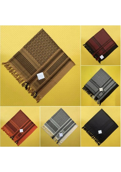 Beyaz Stil 110X110CM Kadın Eşarp Bandana, Filistin Fular Şal Yaka, Askeri Taktik Erkek Eşarp Keffiyeh Filistin Shemagh Boyunbağı Shemag (Yurt Dışından)