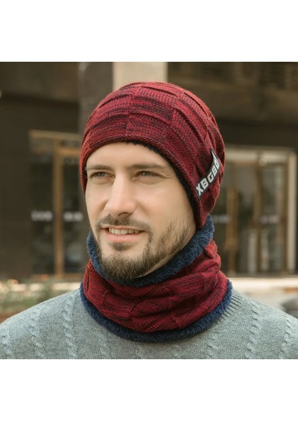 Şampanya Tarzı Kış Eşarp Şapka Seti Açık Spor Sıcak Kasketleri Erkekler Için Şapka Örme Şapkalar Bandana Yürüyüş Kamp Çocuk Boyun Isıtıcı Kap Boyun Körüğü (Yurt Dışından)