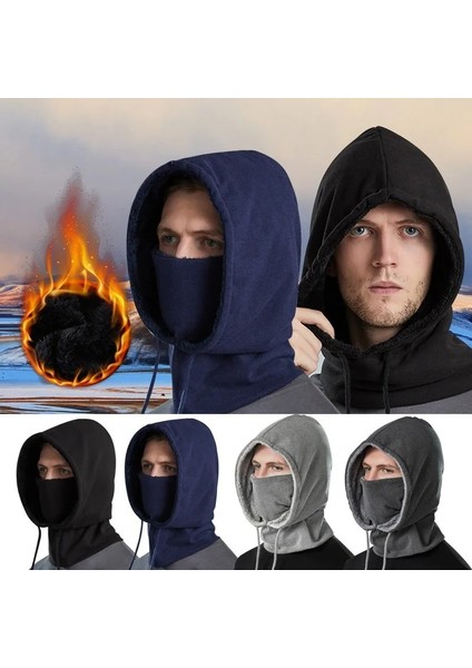 Siyah Stil Su Geçirmez Termal Polar Yün Şapka Kapşonlu Boyun Isıtıcı Yürüyüş Atkılar Yeni Moda Sıcak Kap Kış Erkek Kadın Şapka (Yurt Dışından) fırsatları
