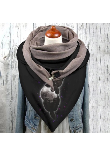 No.23 Tarzı Evrensel Sonbahar Kış Sıcak Rüzgar Geçirmez Kedi Baskılar Çift Katmanlı Toka Eşarp Yeni Tasarımcı Kadın Modası Bufanda (Yurt Dışından)